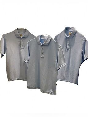 A+ Brand 3 shirts lot Boys Size YL Light Blue School Uniform Polos